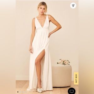 New with tags Lulu This is Real Love White Satin Maxi Dress